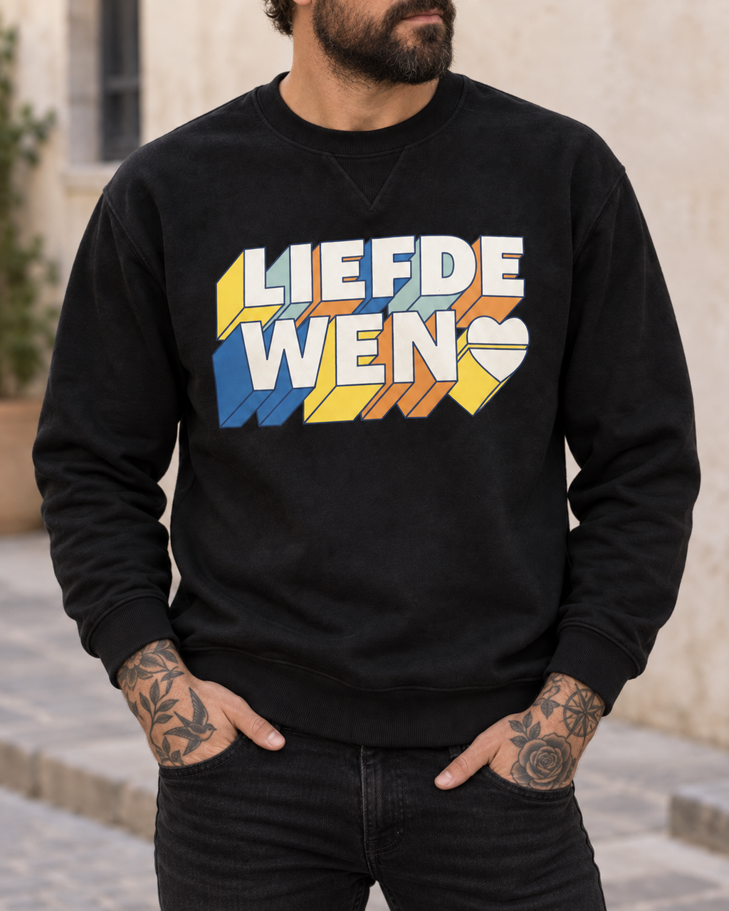 Black 3D Block Print Sweater