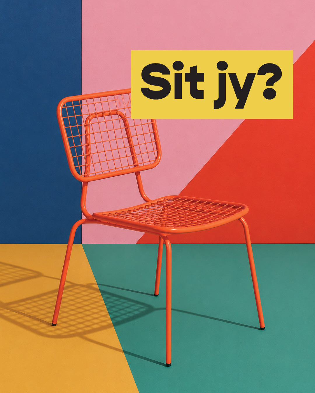 Colourful Liefde Wen set design with an orange chair